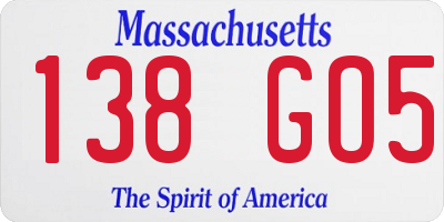 MA license plate 138GO5