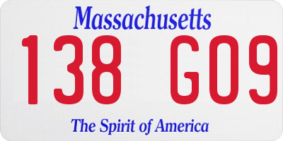 MA license plate 138GO9