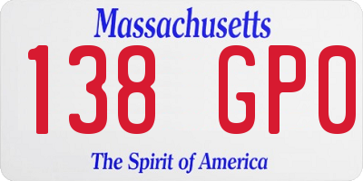 MA license plate 138GP0