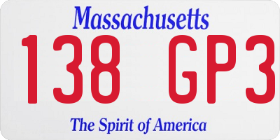 MA license plate 138GP3