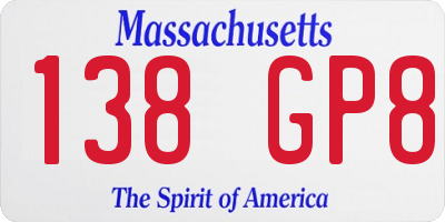 MA license plate 138GP8