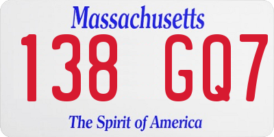 MA license plate 138GQ7