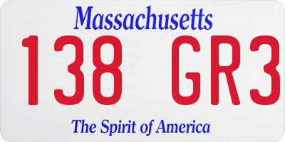 MA license plate 138GR3