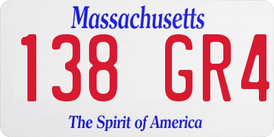 MA license plate 138GR4