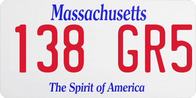 MA license plate 138GR5