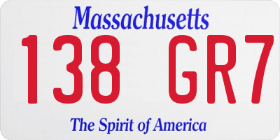 MA license plate 138GR7
