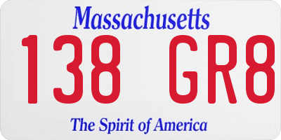 MA license plate 138GR8