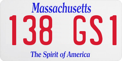 MA license plate 138GS1