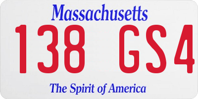 MA license plate 138GS4