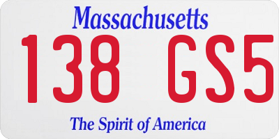 MA license plate 138GS5