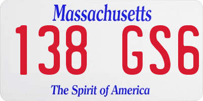 MA license plate 138GS6