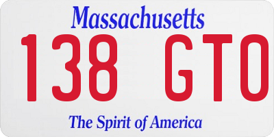 MA license plate 138GT0
