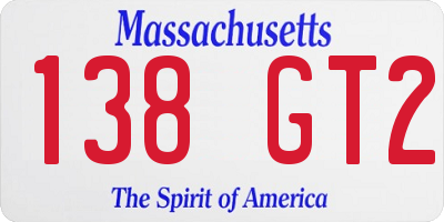 MA license plate 138GT2