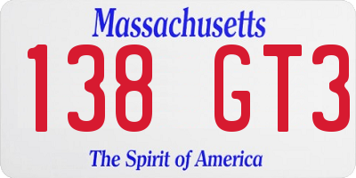MA license plate 138GT3