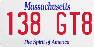 MA license plate 138GT8