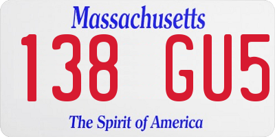 MA license plate 138GU5