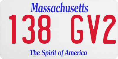 MA license plate 138GV2
