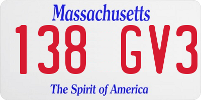 MA license plate 138GV3