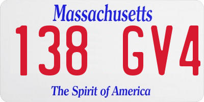 MA license plate 138GV4