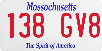 MA license plate 138GV8