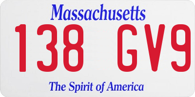 MA license plate 138GV9