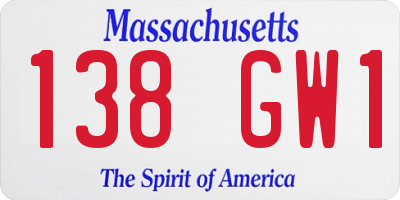 MA license plate 138GW1