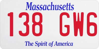 MA license plate 138GW6