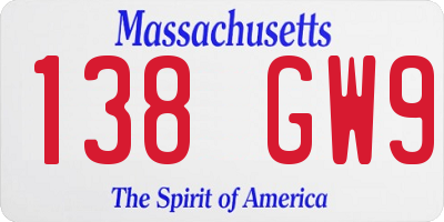 MA license plate 138GW9