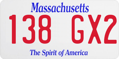 MA license plate 138GX2