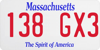 MA license plate 138GX3