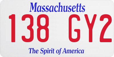 MA license plate 138GY2