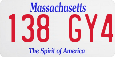 MA license plate 138GY4