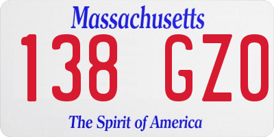 MA license plate 138GZ0