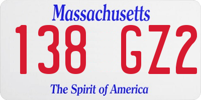 MA license plate 138GZ2