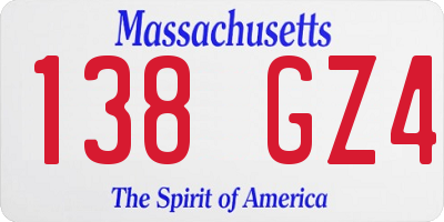 MA license plate 138GZ4