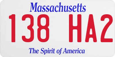 MA license plate 138HA2