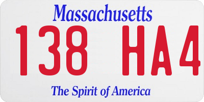 MA license plate 138HA4