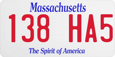 MA license plate 138HA5