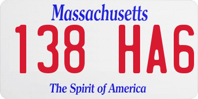 MA license plate 138HA6