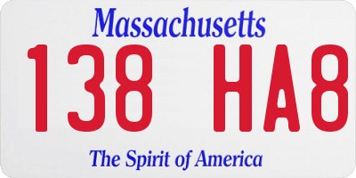 MA license plate 138HA8