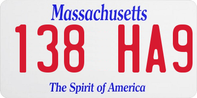 MA license plate 138HA9