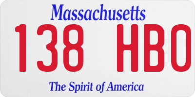 MA license plate 138HB0