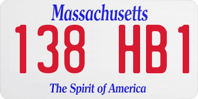 MA license plate 138HB1
