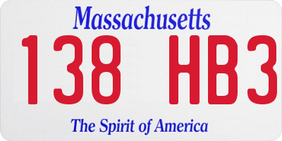 MA license plate 138HB3
