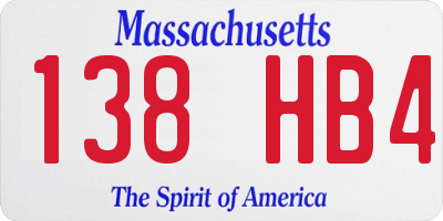 MA license plate 138HB4