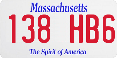 MA license plate 138HB6