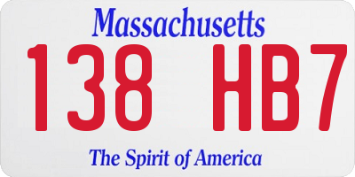 MA license plate 138HB7