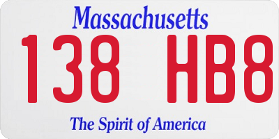 MA license plate 138HB8