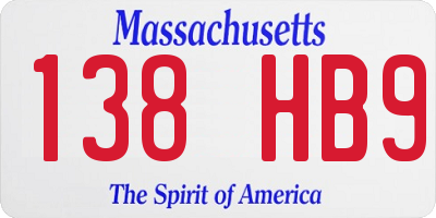 MA license plate 138HB9