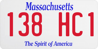 MA license plate 138HC1